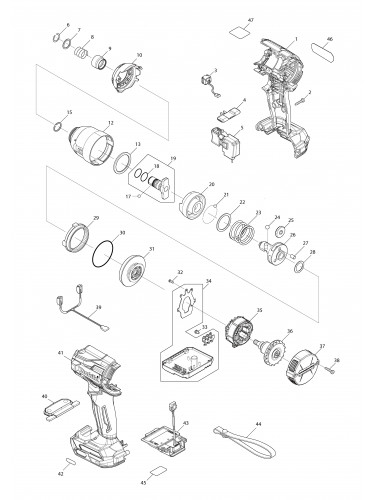 Vue éclatée Makita TD001G#01