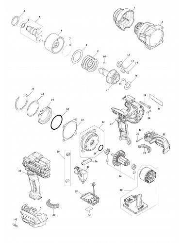 Vue éclatée Makita TW001G#01